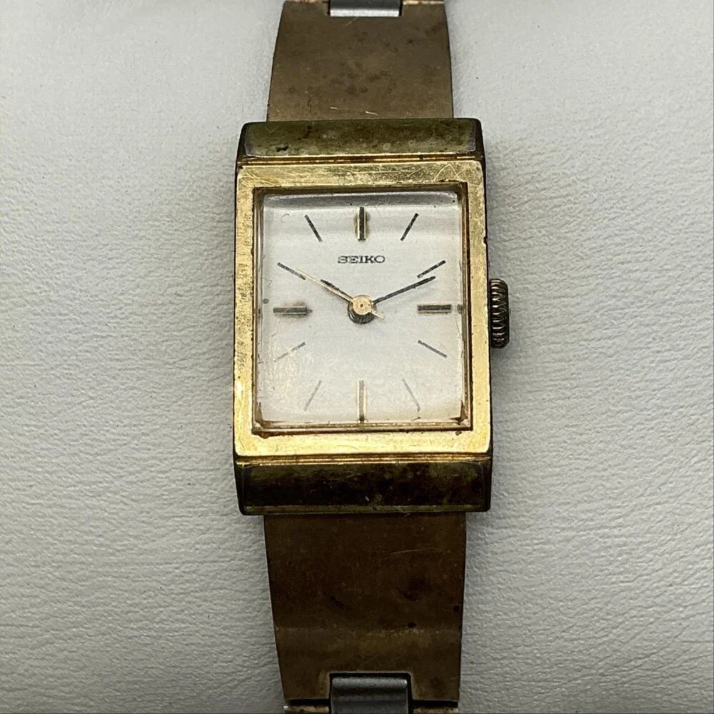 Vintage Seiko Womens Watch 16mm 1104-3409 Gold Silver Two Tone Manual 6.25